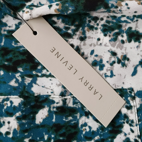 NEW Larry Levine Button Up Button Down High Low Blouse M Multicolored Scatter - Picture 10 of 16